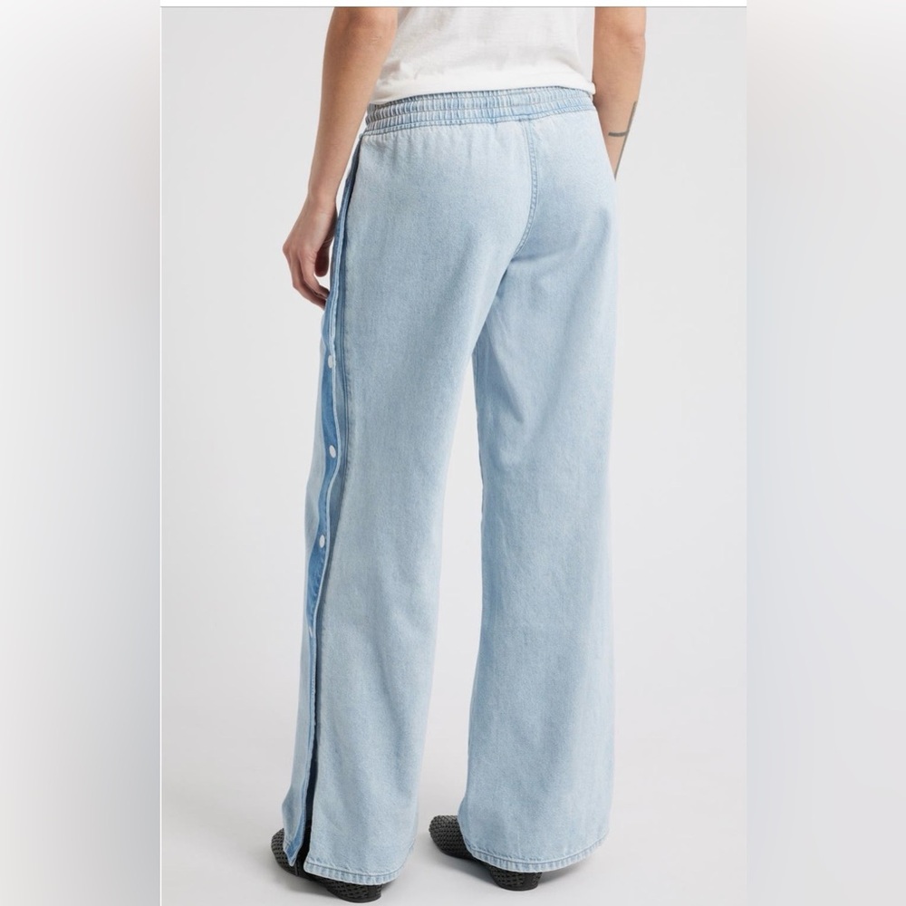 Light Blue Side Snap Wide Leg Jeans PTCL